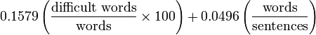 Dale-Chall score formula